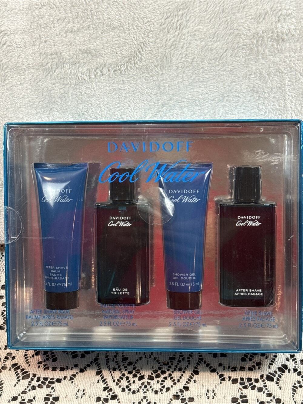 Cool Water by Davidoff for Men SET: ASB 2.5 + EDT 2.5 + SG 2.5 + After Shave 2.5